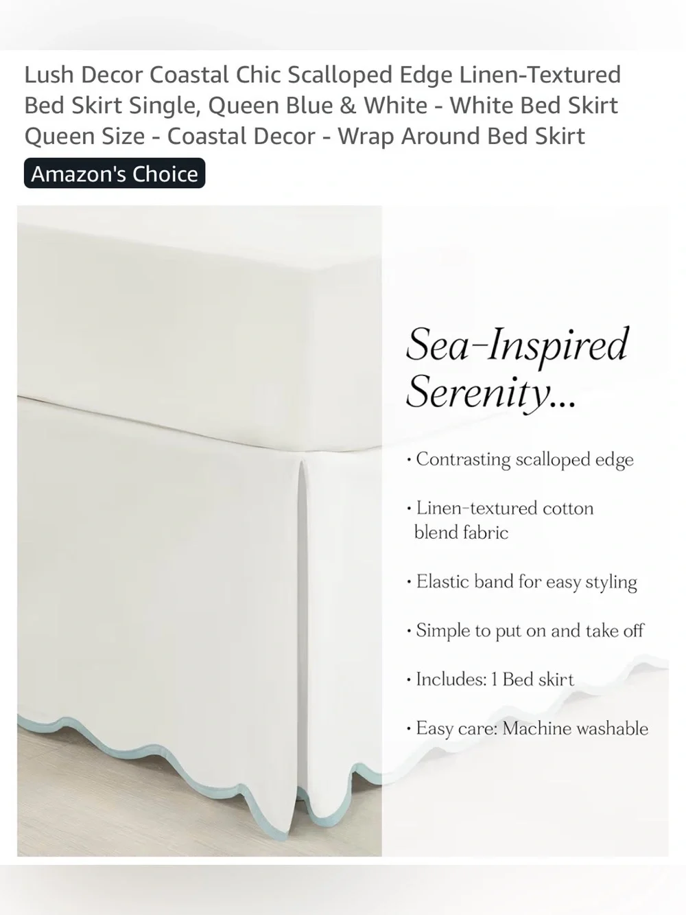 Lush White Scalloped Bedskirt with Tag
